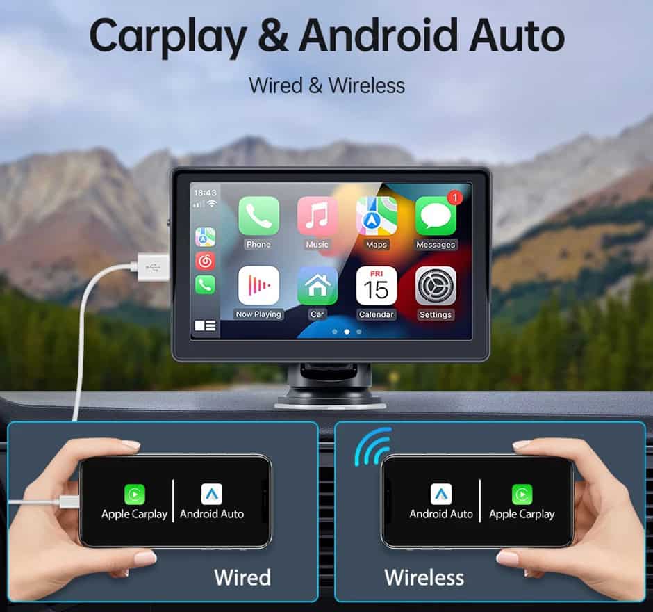 Carplay Portable 7 inch Wireless